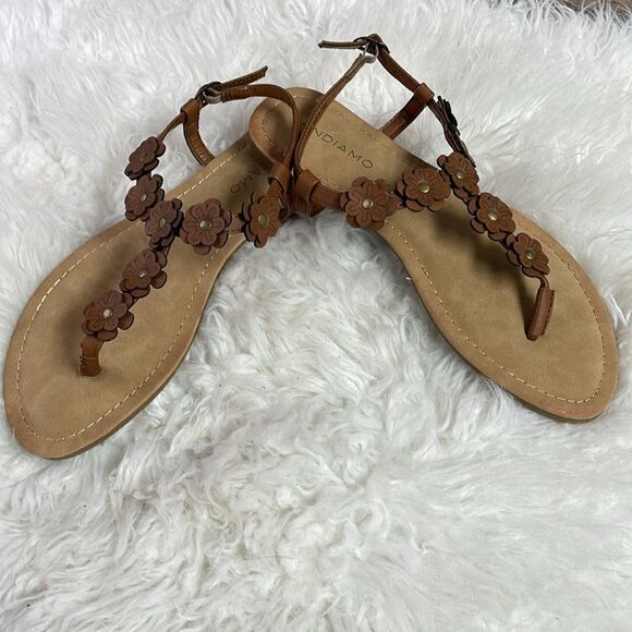 ANDIAMO Brown Floral Thong Sandals Ladies Size 8 1/2 - Picture 3 of 11